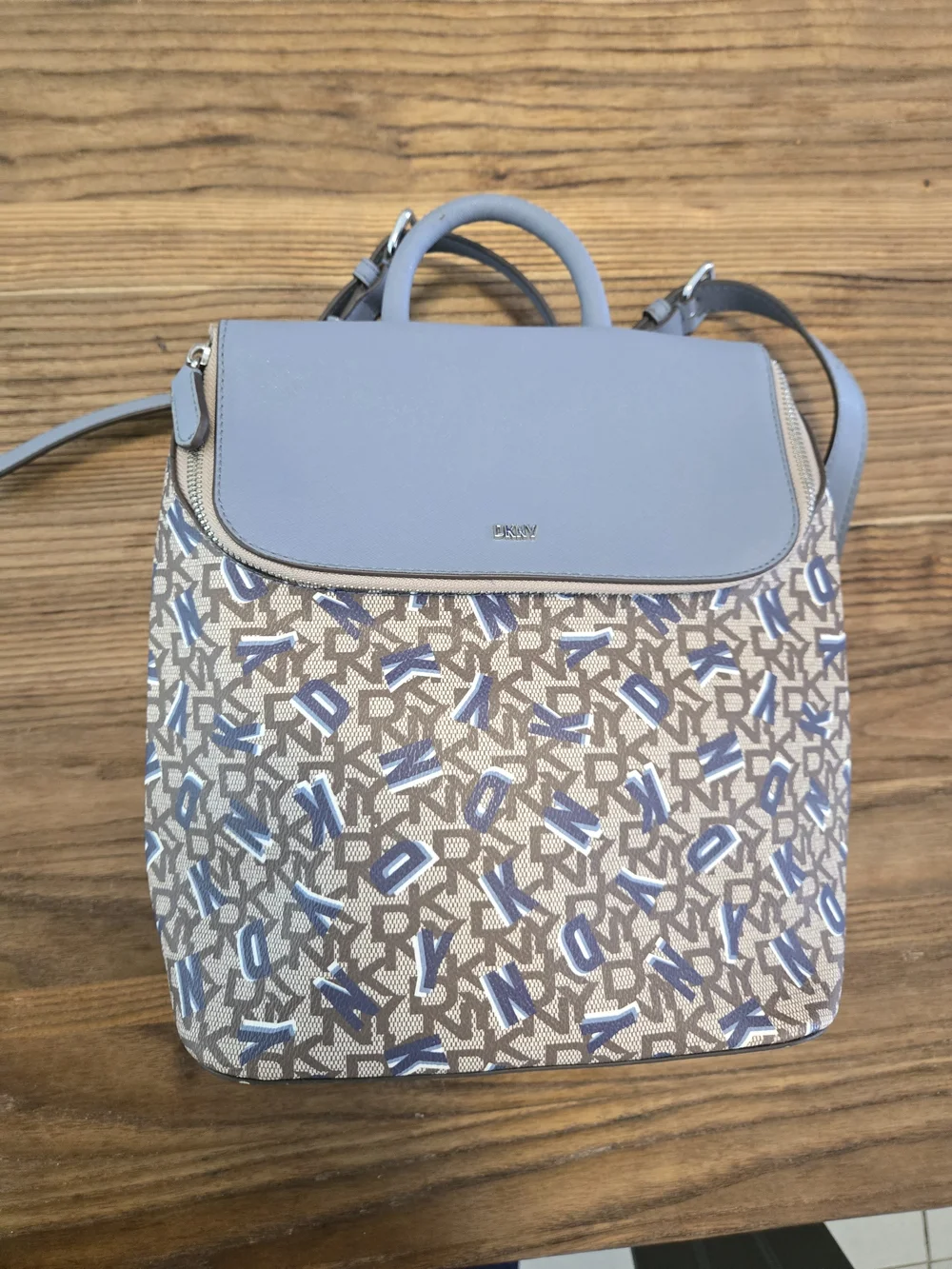 DKNY Blue Logo-Print Convertible Backpack